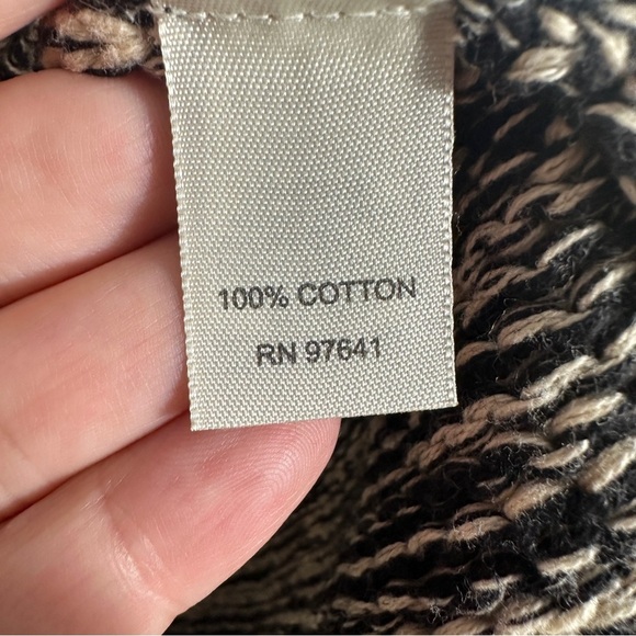 J. Jill cotton knit zip front cardigan, black and cream, size L, layer, fall - Picture 7 of 10